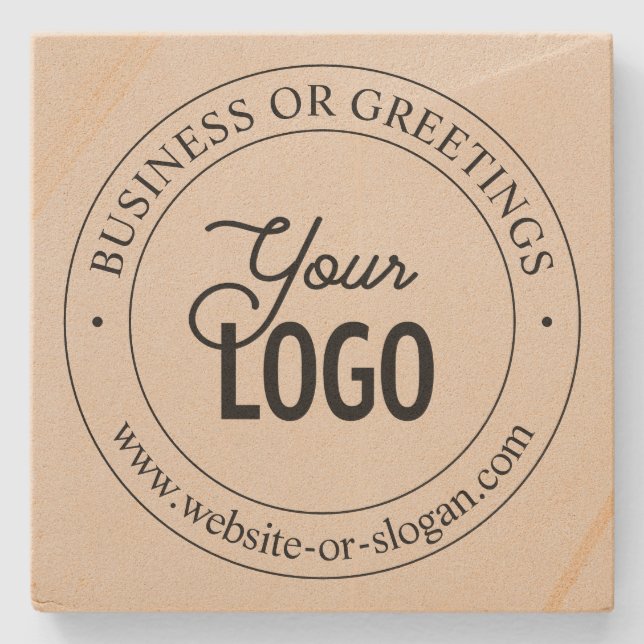 Easy Logo Replacement & Customisable Text | Almond Stone Coaster (Front)