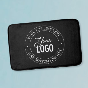 Easy Logo Replacement & Customisable Text   Black Bath Mat