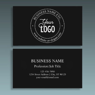 Easy Logo Replacement & Customisable Text   Black Business Card