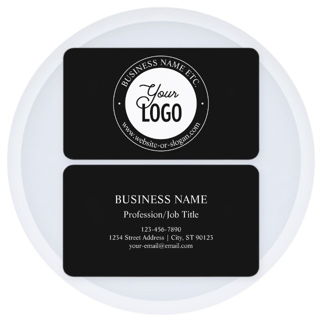 Easy Logo Replacement & Customisable Text | Black Business Card (Creator Uploaded)