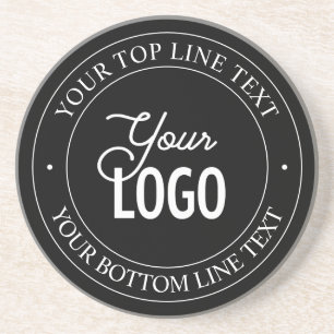 Easy Logo Replacement & Customisable Text   Black Coaster