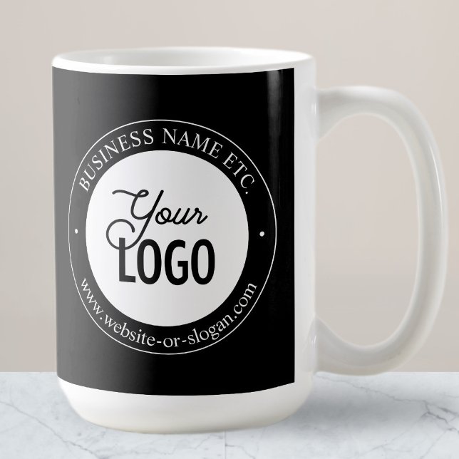 Easy Logo Replacement & Customisable Text | Black  Coffee Mug (Creator Uploaded)