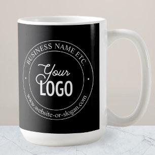 Easy Logo Replacement & Customisable Text Black Coffee Mug