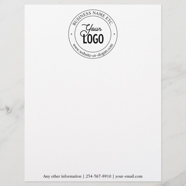 Easy Logo Replacement & Customisable Text | Black Custom Letterhead (Front)