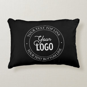 Easy Logo Replacement & Customisable Text Black Decorative Cushion