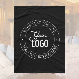 Easy Logo Replacement & Customisable Text   Black Fleece Blanket