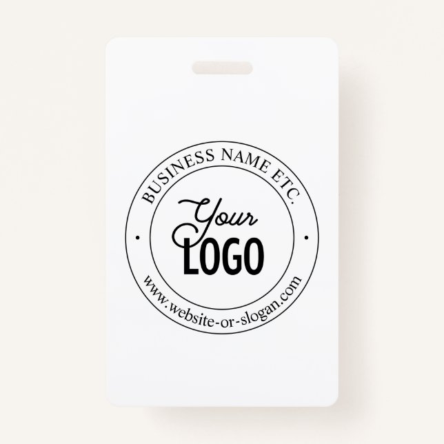 Easy Logo Replacement & Customisable Text | Black ID Badge (Front)