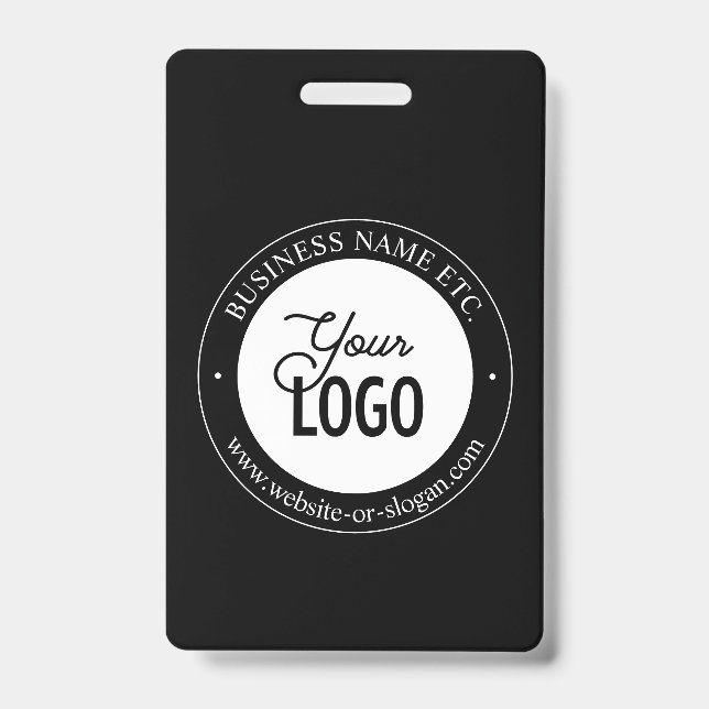 Easy Logo Replacement & Customisable Text | Black  ID Badge (Front)