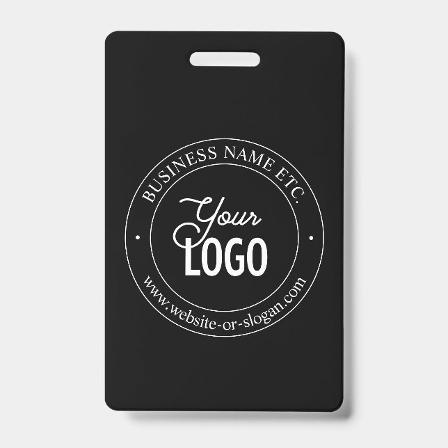 Easy Logo Replacement & Customisable Text | Black ID Badge (Front)