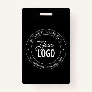 Easy Logo Replacement & Customisable Text Black ID Badge