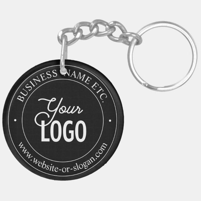 Easy Logo Replacement & Customisable Text | Black Key Ring (Back Left)