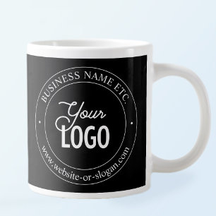 Easy Logo Replacement & Customisable Text   Black Large Coffee Mug