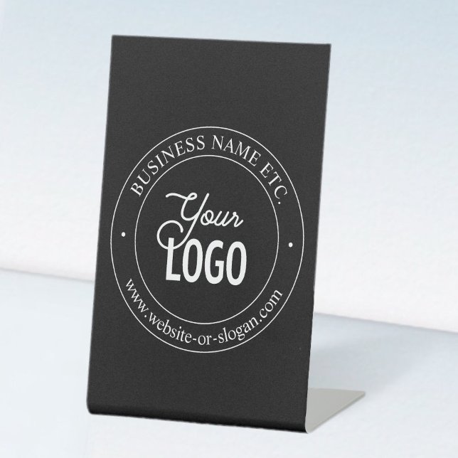 Easy Logo Replacement & Customisable Text | Black Pedestal Sign (Creator Uploaded)