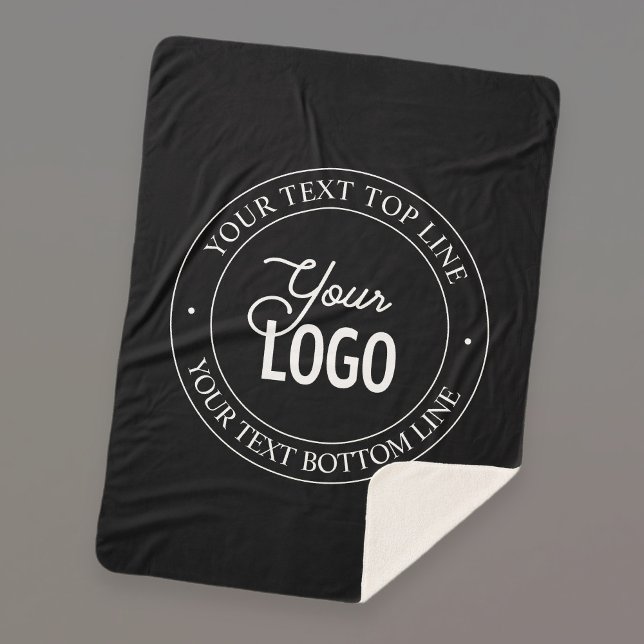 Easy Logo Replacement & Customisable Text | Black Sherpa Blanket (Creator Uploaded)