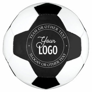 Easy Logo Replacement & Customisable Text   Black Soccer Ball