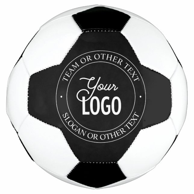 Easy Logo Replacement & Customisable Text | Black Soccer Ball (Front)