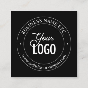 Easy Logo Replacement & Customisable Text   Black Square Business Card