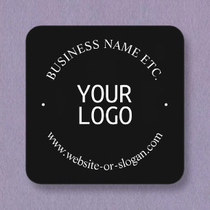Easy Logo Replacement & Customisable Text   Black Square Business Card