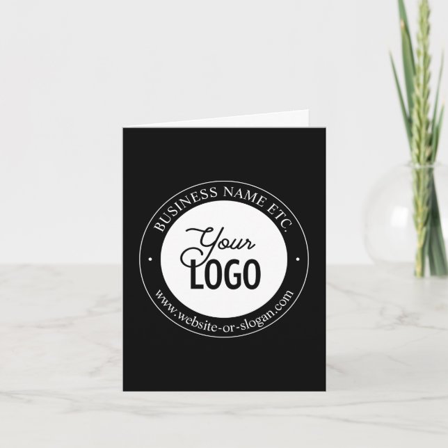 Easy Logo Replacement & Customisable Text | Black Thank You Card (Front)