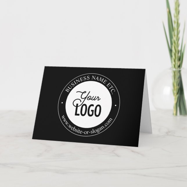 Easy Logo Replacement & Customisable Text | Black  Thank You Card (Front)