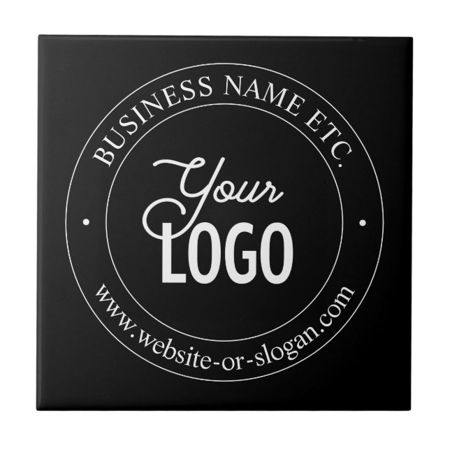 Easy Logo Replacement & Customisable Text | Black Tile (Front)