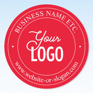 Easy Logo Replacement & Customisable Text   Red Classic Round Sticker