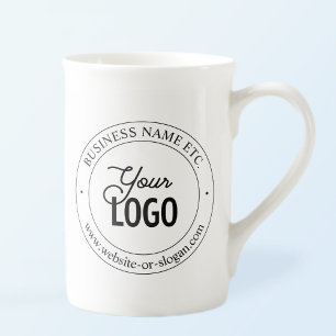 Easy Logo Replacement & Customisable Text   White Bone China Mug