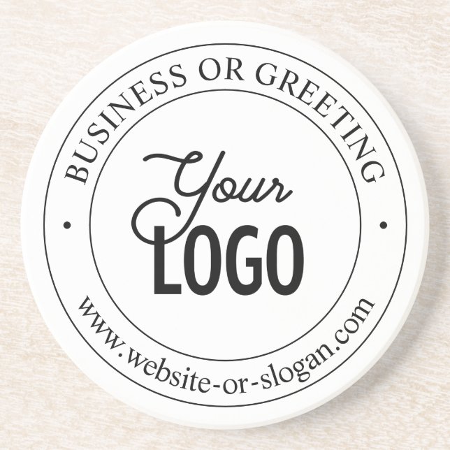 Easy Logo Replacement & Customisable Text | White Coaster (Front)