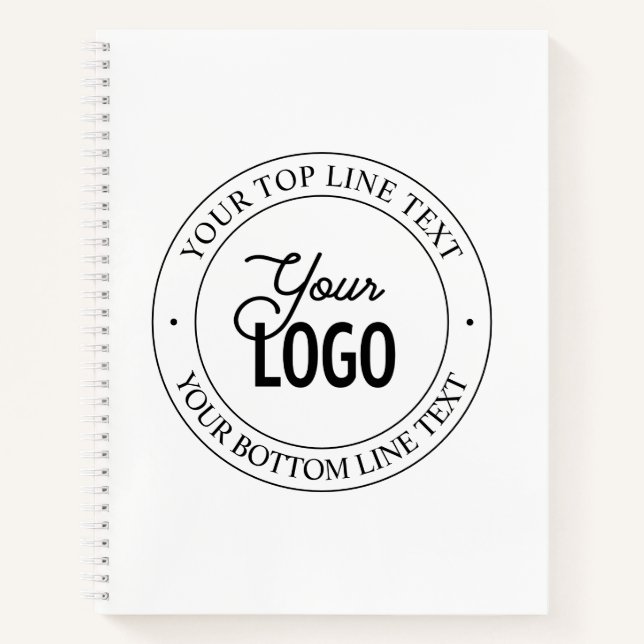 Easy Logo Replacement & Customisable Text | White Notebook (Front)