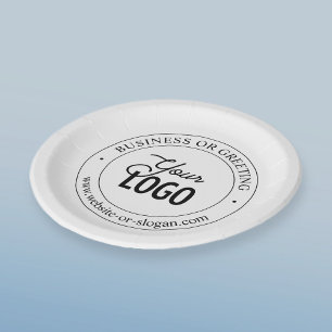 Easy Logo Replacement & Customisable Text White Paper Plate
