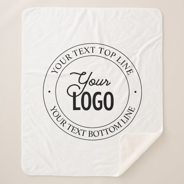Easy Logo Replacement & Customisable Text | White Sherpa Blanket (Front)