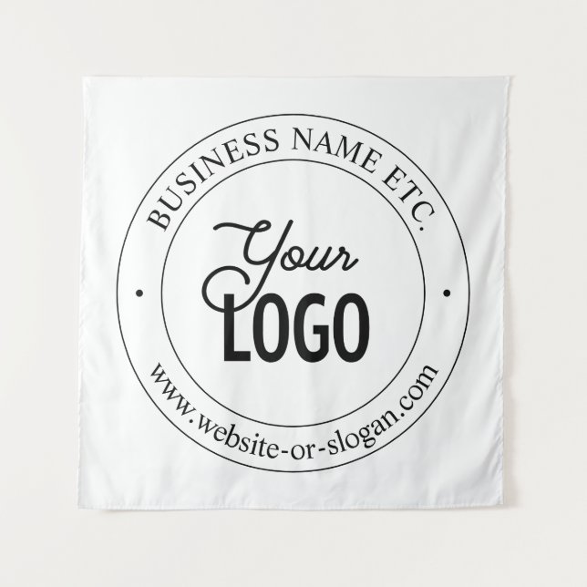 Easy Logo Replacement & Customisable Text | White Tapestry (Front)