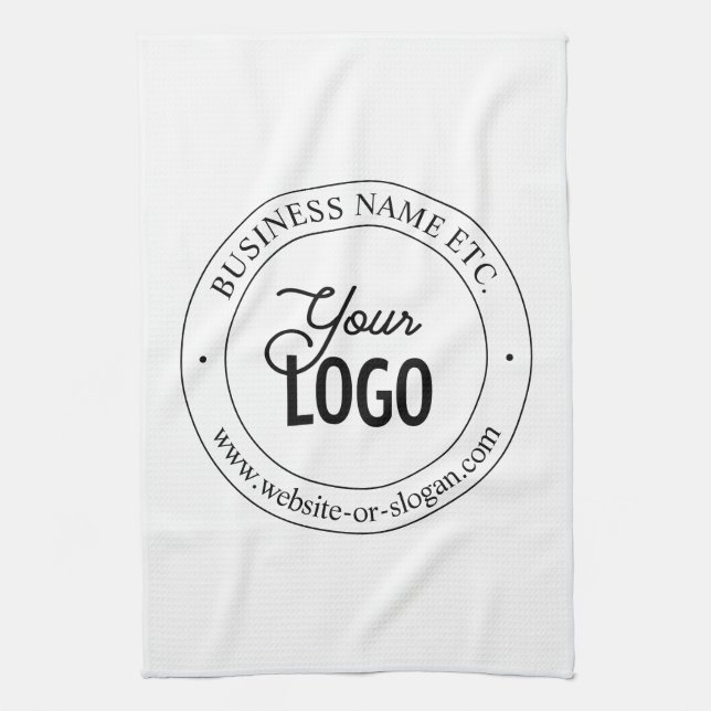 Easy Logo Replacement & Customisable Text | White Tea Towel (Vertical)