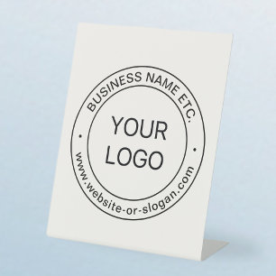Easy Logo Replacement & Editable Text Off White Pedestal Sign
