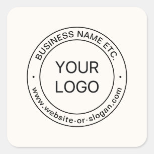 Easy Logo Replacement & Editable Text   Off White Square Sticker