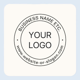 Easy Logo Replacement & Editable Text   Off White Square Sticker