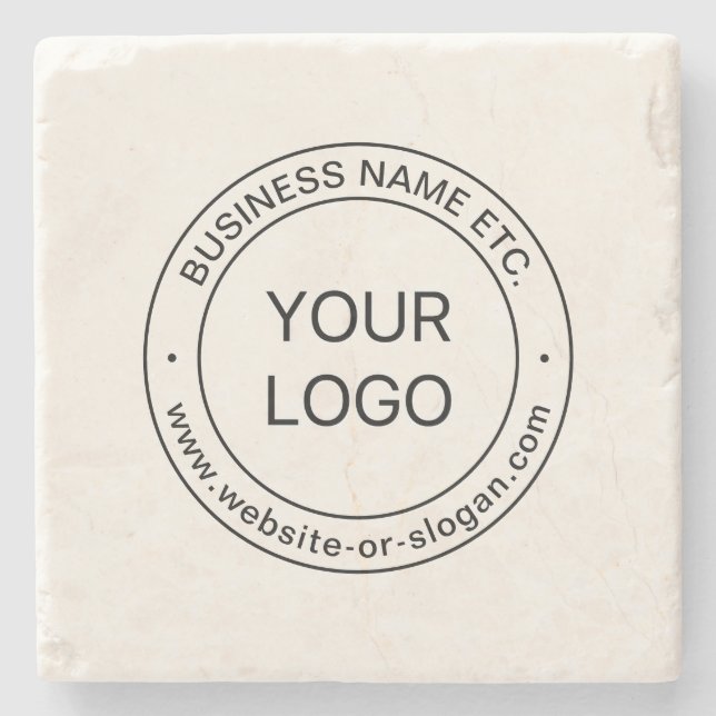 Easy Logo Replacement & Editable Text | Off White Stone Coaster (Front)