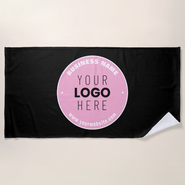 Easy Logo Replacement & Editable Text | Pink/DIY Beach Towel (Front)