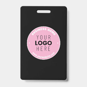 Easy Logo Replacement & Editable Text   Pink/DIY ID Badge