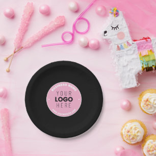 Easy Logo Replacement & Editable Text Pink/DIY Paper Plate