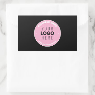 Easy Logo Replacement & Editable Text   Pink/DIY Rectangular Sticker