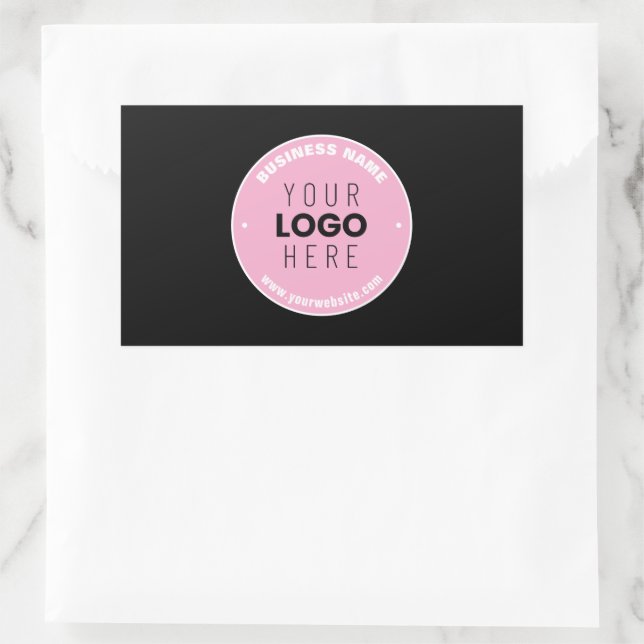 Easy Logo Replacement & Editable Text | Pink/DIY Rectangular Sticker (Bag)