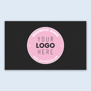 Easy Logo Replacement & Editable Text   Pink/DIY Rectangular Sticker