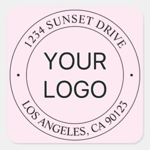 Easy Logo Replacement & Editable Text Pink Ombre Square Sticker