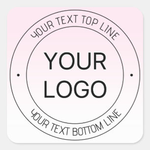 Easy Logo Replacement & Editable Text Pink Ombre Square Sticker