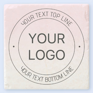 Easy Logo Replacement & Editable Text Pink Ombre Stone Coaster