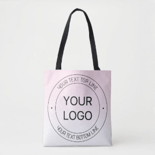 Easy Logo Replacement & Editable Text Pink Ombre Tote Bag