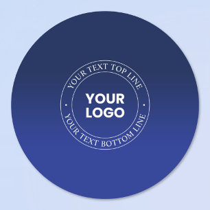 Easy Logo Replacement & Text   Dark Blue Gradient Classic Round Sticker