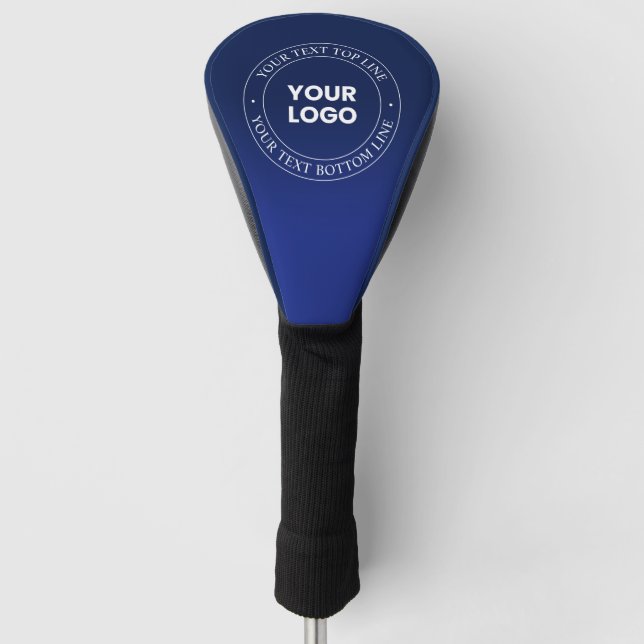 Easy Logo Replacement & Text | Dark Blue Gradient Golf Head Cover (Front)
