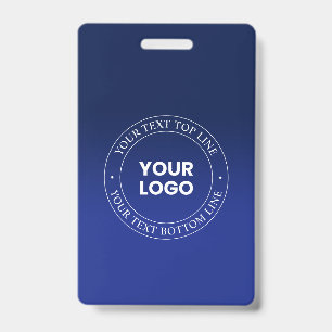 Easy Logo Replacement & Text Dark Blue Gradient ID Badge
